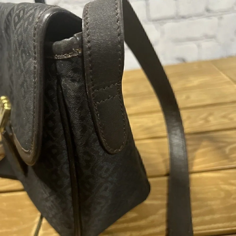 BALLY  Italy Monogram Canvas Leather Shoulder Crossbody Bag